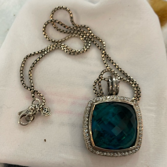 Absolutely Beautiful David Yurman Hampton Blue Topaz Pendant with Diamonds. - Picture 5 of 10